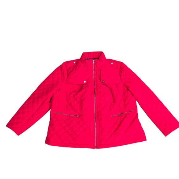 Talbots Woman’s Red Quilted Full Zip Lightweight Jacket Sz 3X Pockets - Picture 1 of 9